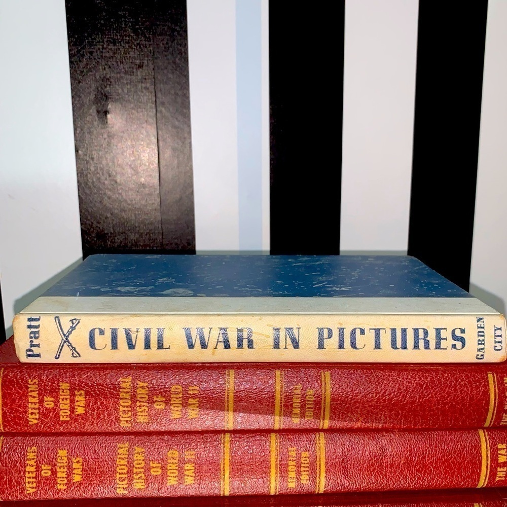 3 Hardcover Vintage Civil War Military History Reference Books Man Cave Decor